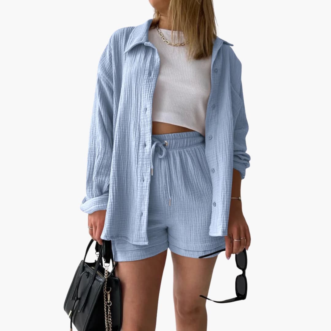 Women's Casual Two-Piece Set with Lightweight Fabric and Relaxed Fit