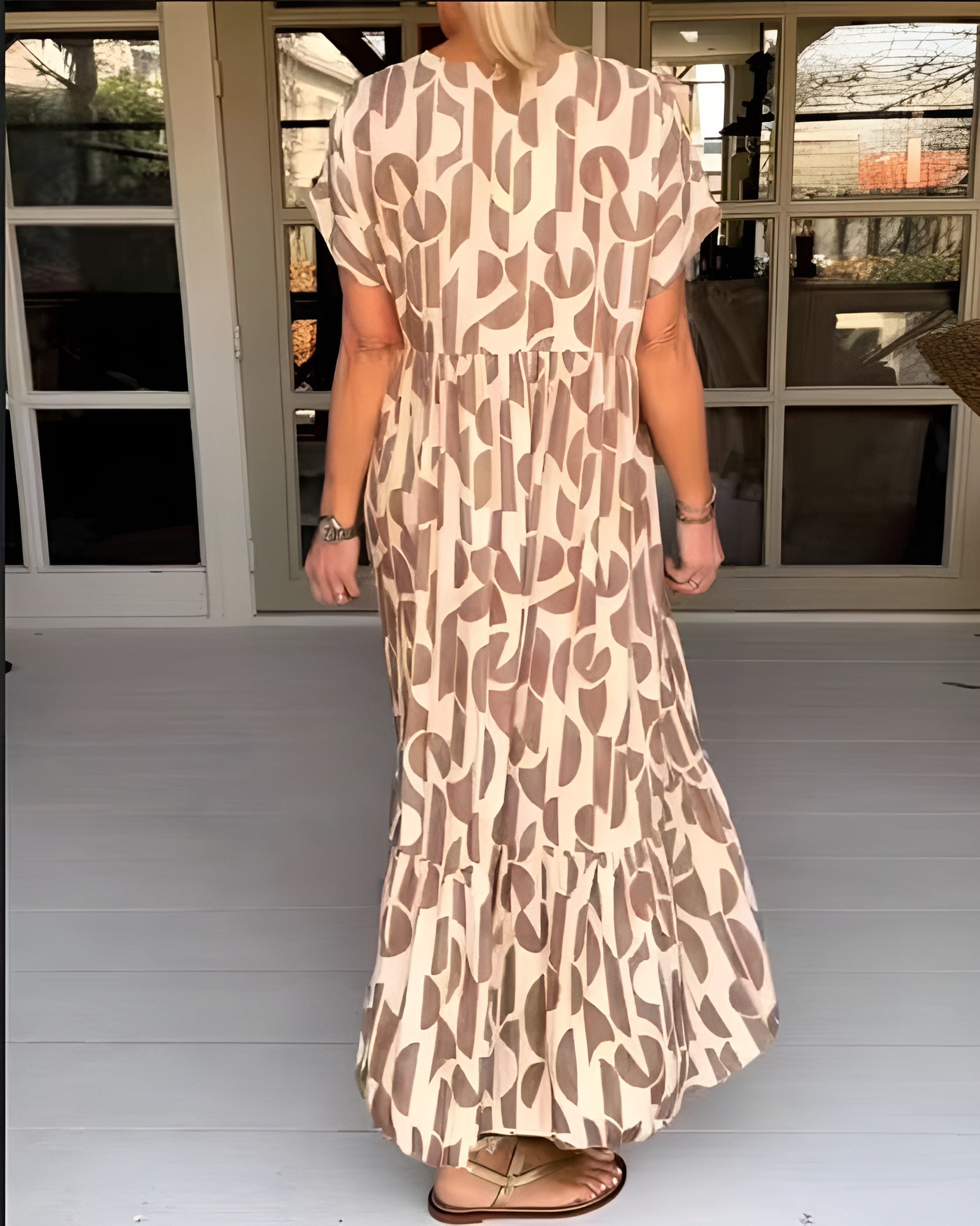 Women's V Neck Midi Dress with Flowy Draped Design and Evening Style