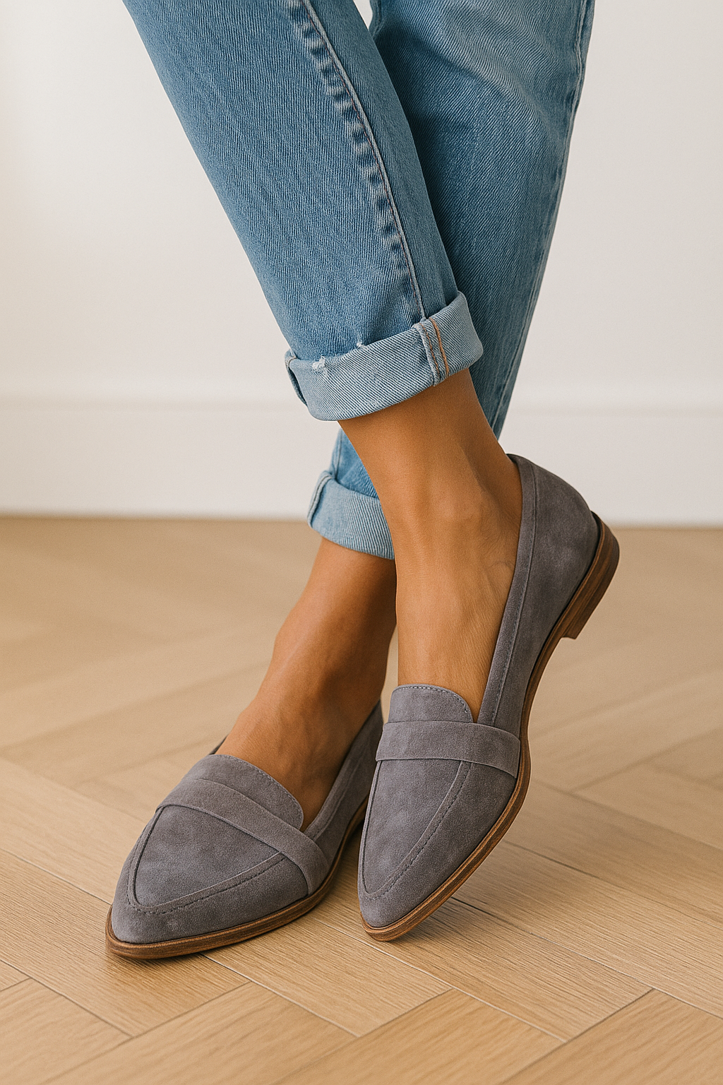Women’s Loafers | Gray Low Heel Design