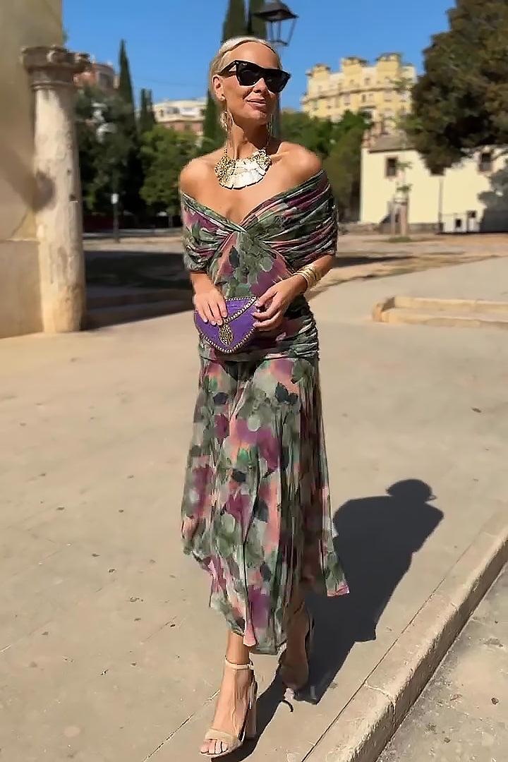 Women’s V-Neck Floral Print Dress | Maxi
