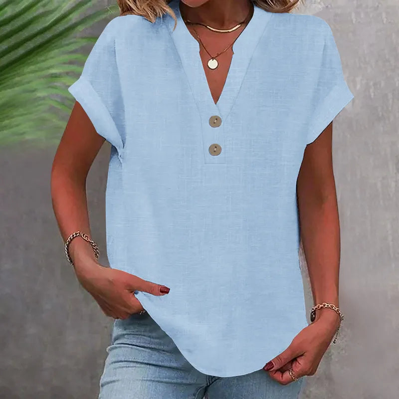 Women’s Blouse | V-Neck with Button Detail