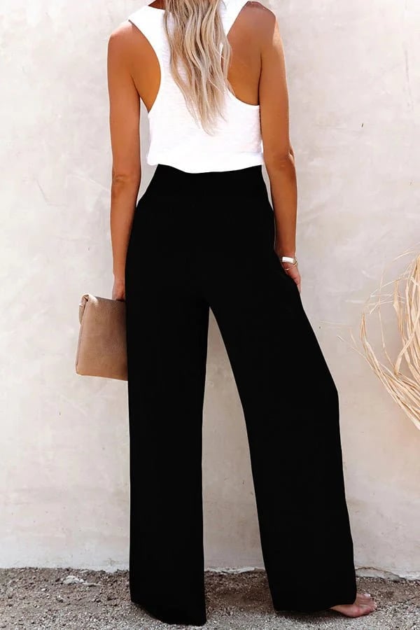 Women's High-Waisted Trousers with Stretch Fabric and Tailored Fit