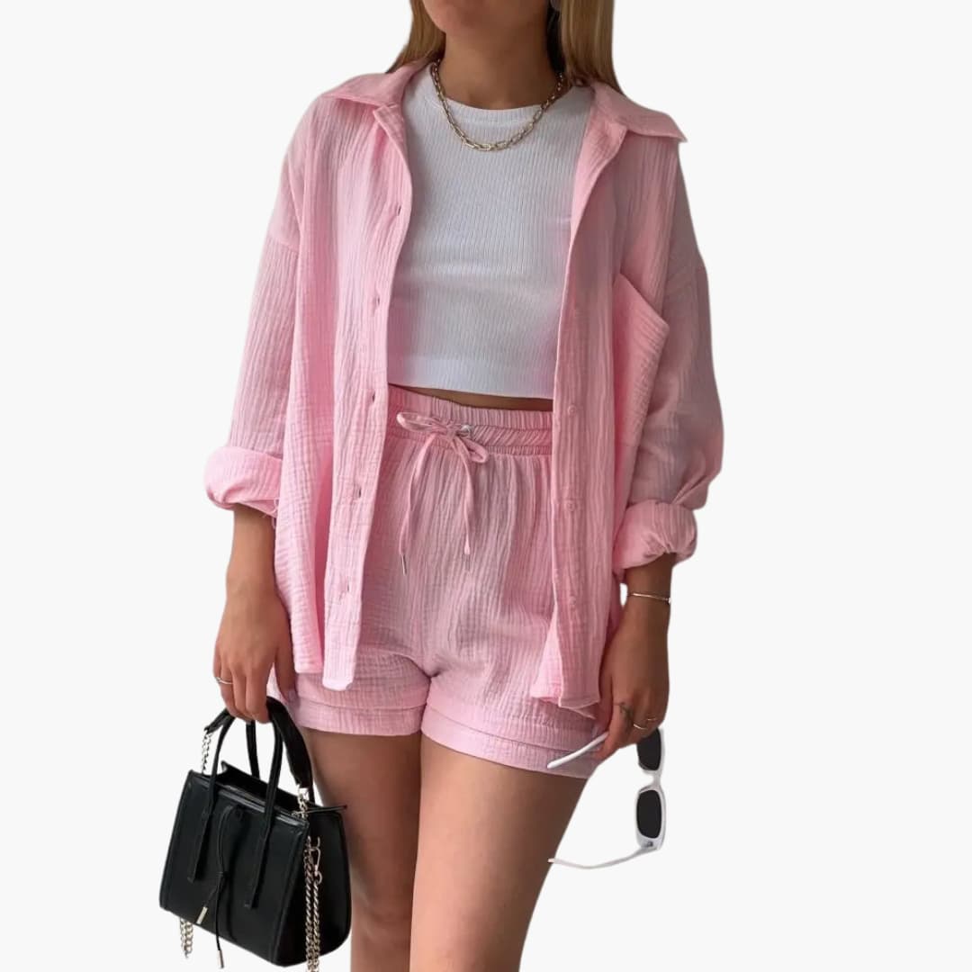 Women's Casual Two-Piece Set with Lightweight Fabric and Relaxed Fit