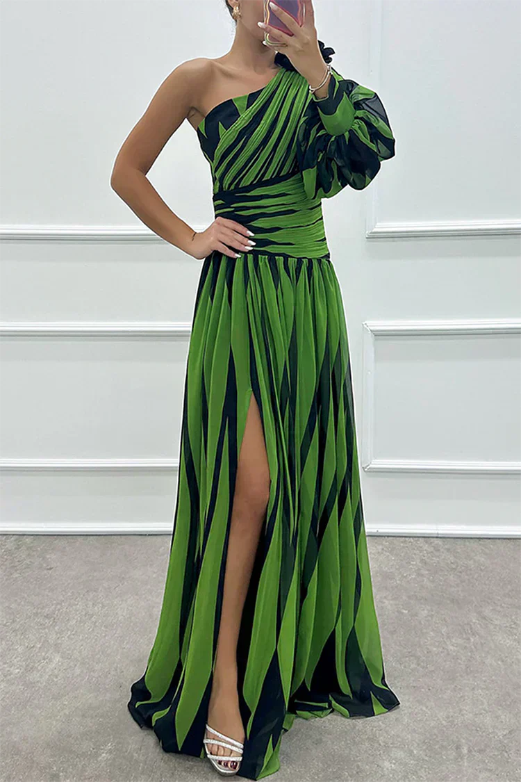 Women's Asymmetric Maxi Dress with One Shoulder Design and Elegant Style