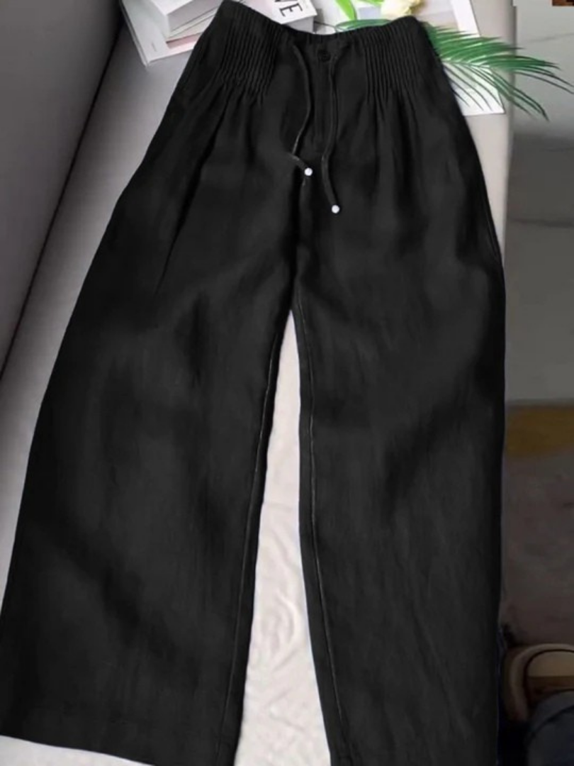 Women's Wide-Leg Trousers with Elastic Waist and Lightweight Fabric
