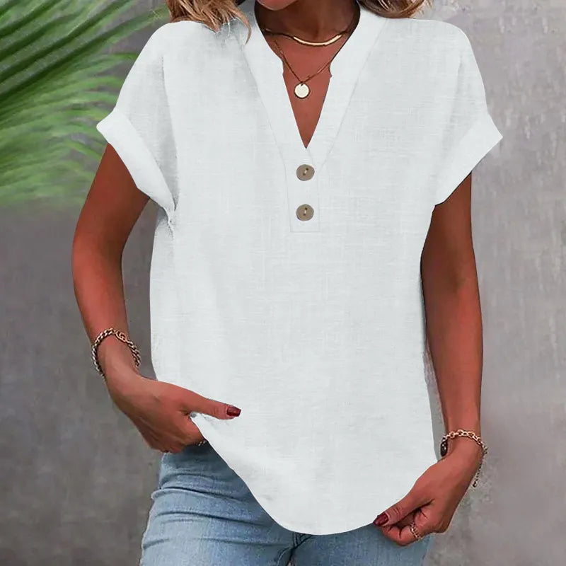 Women’s Blouse | V-Neck with Button Detail