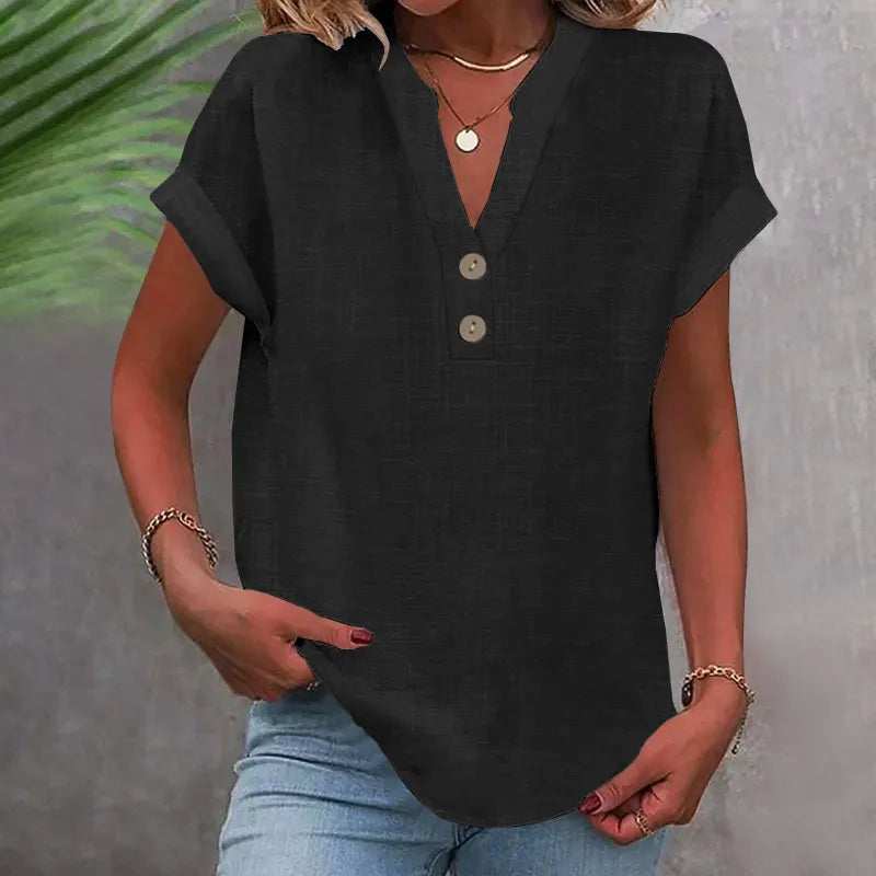 Women’s Blouse | V-Neck with Button Detail