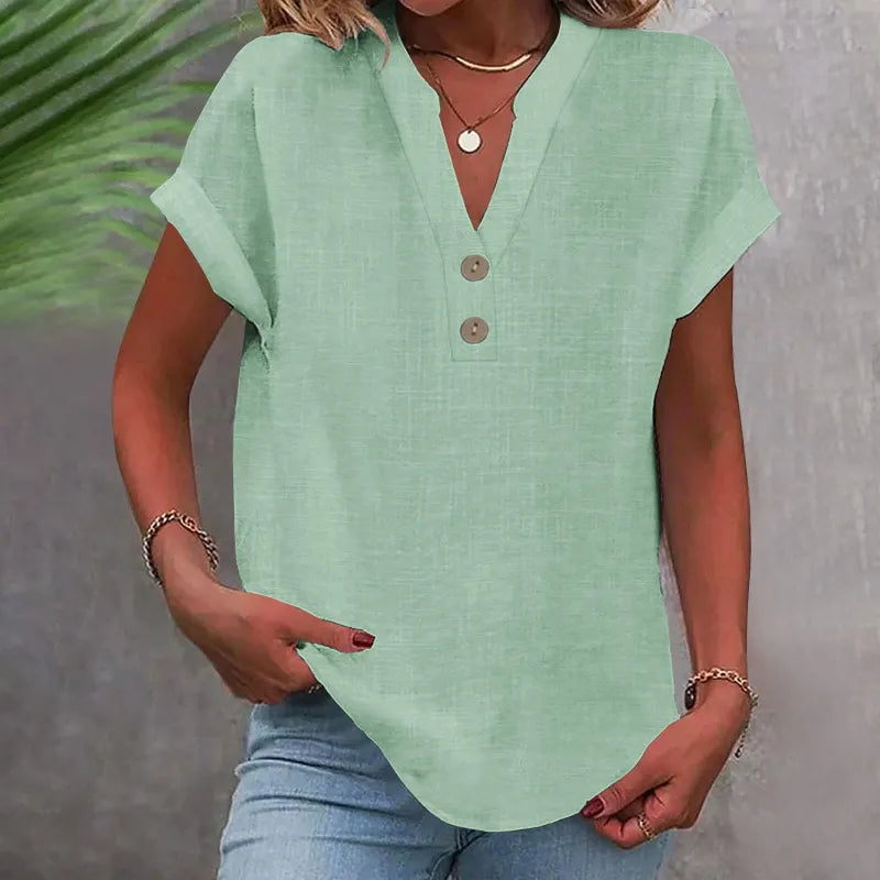 Women’s Blouse | V-Neck with Button Detail