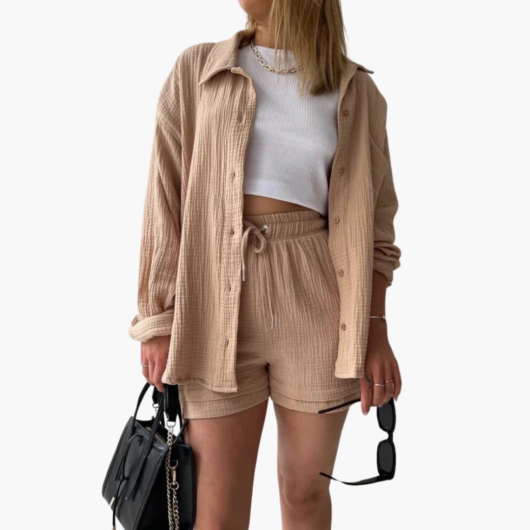 Women's Casual Two-Piece Set with Lightweight Fabric and Relaxed Fit