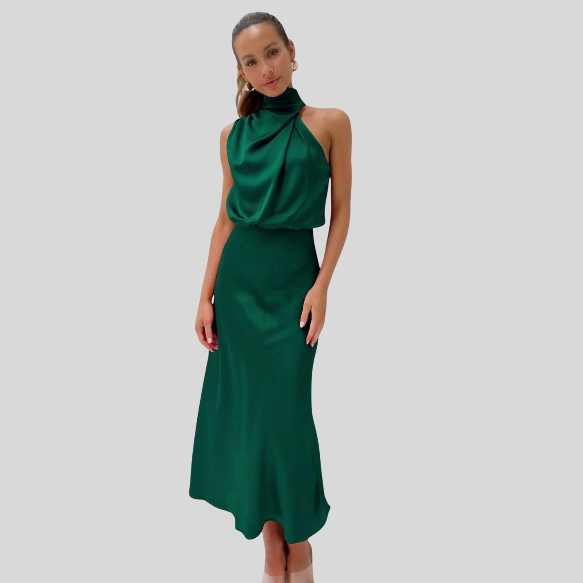 Ava™ | Glamorous Satin Halter Dress
