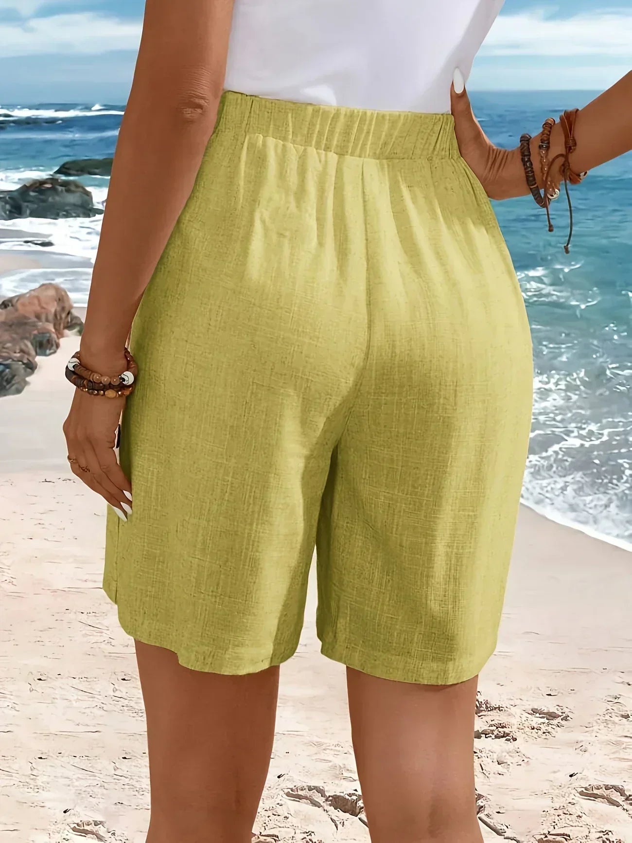 Women's Button-Up Shorts with Relaxed Fit and Adjustable Waist