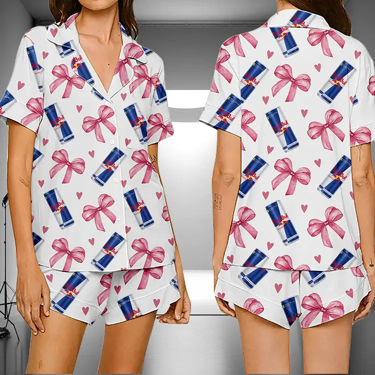 GEORGINA™ - Stylish Pink Bow Shortsleeve Comfortable Pyjamas Set