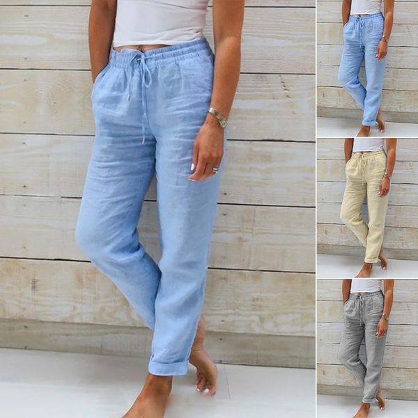 Women’s Light Blue Drawstring Trousers | Long