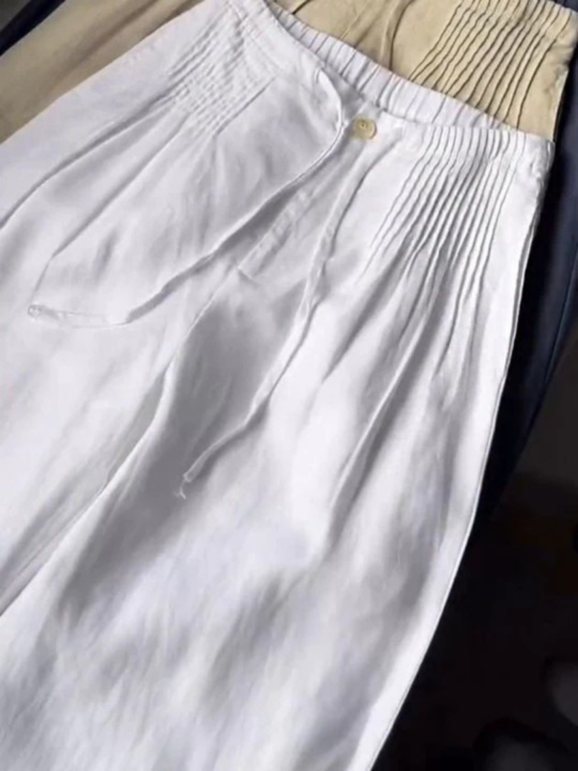 Women's Wide-Leg Trousers with Elastic Waist and Lightweight Fabric