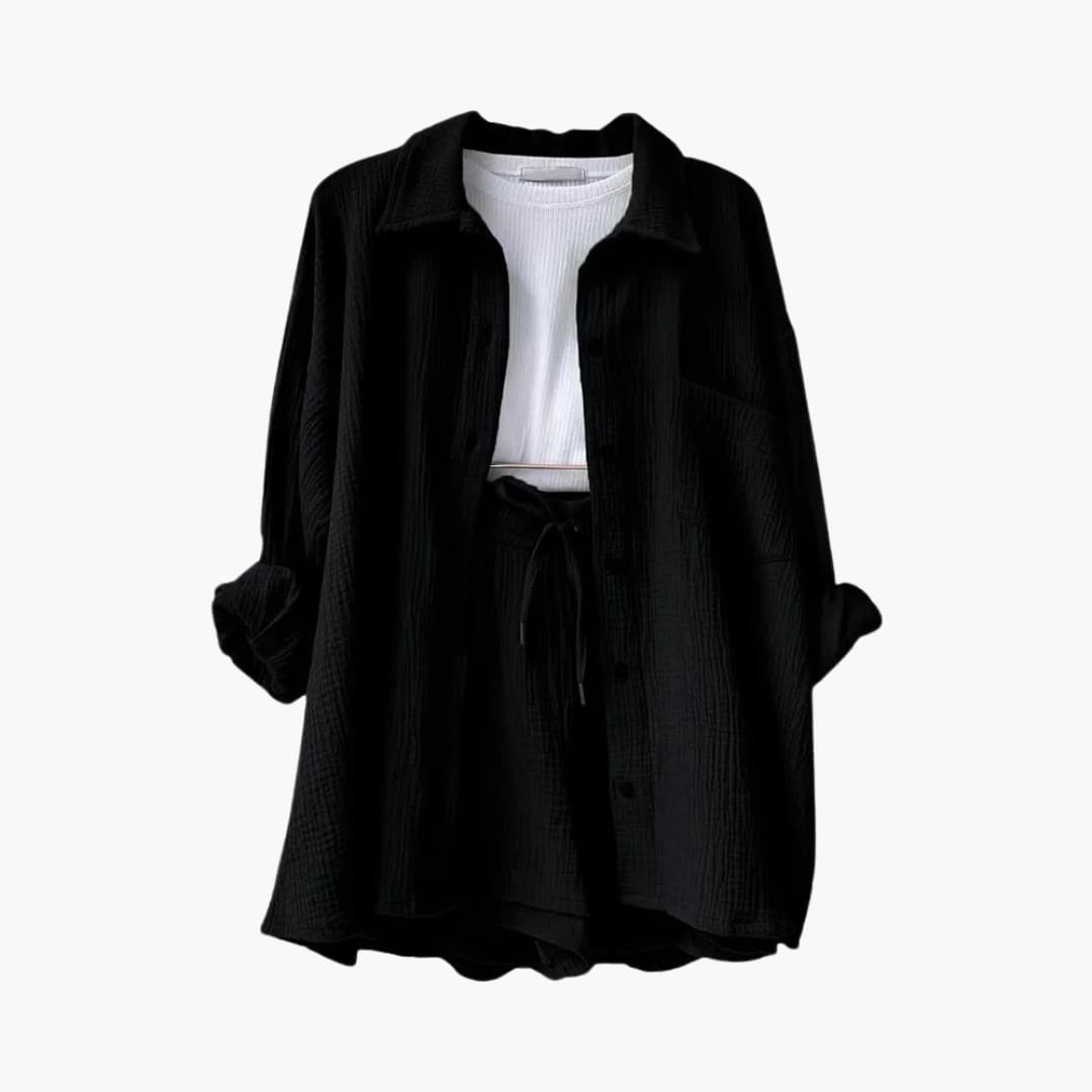 Women's Casual Two-Piece Set with Lightweight Fabric and Relaxed Fit