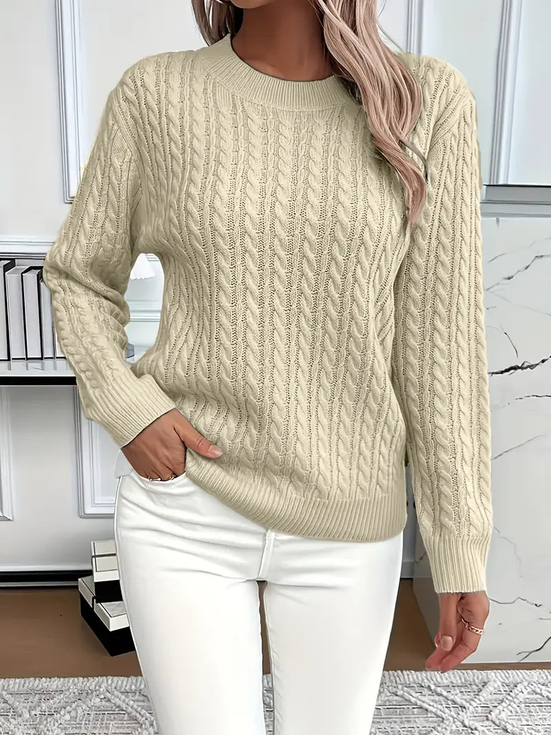 Women's Cable Knit Jumper with Cozy Texture and Versatile Style