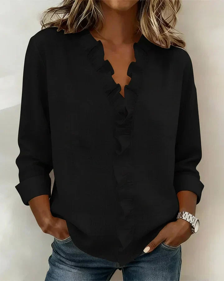 Indie | Blouse with Ruffles and Long Sleeves