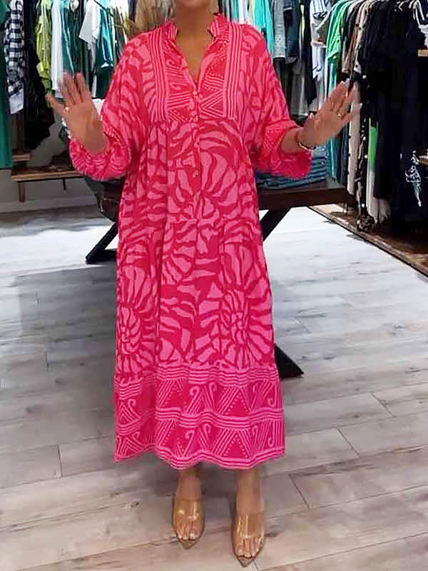 Women's V Neck Flowy Dress with Loose Fit and Tummy Control