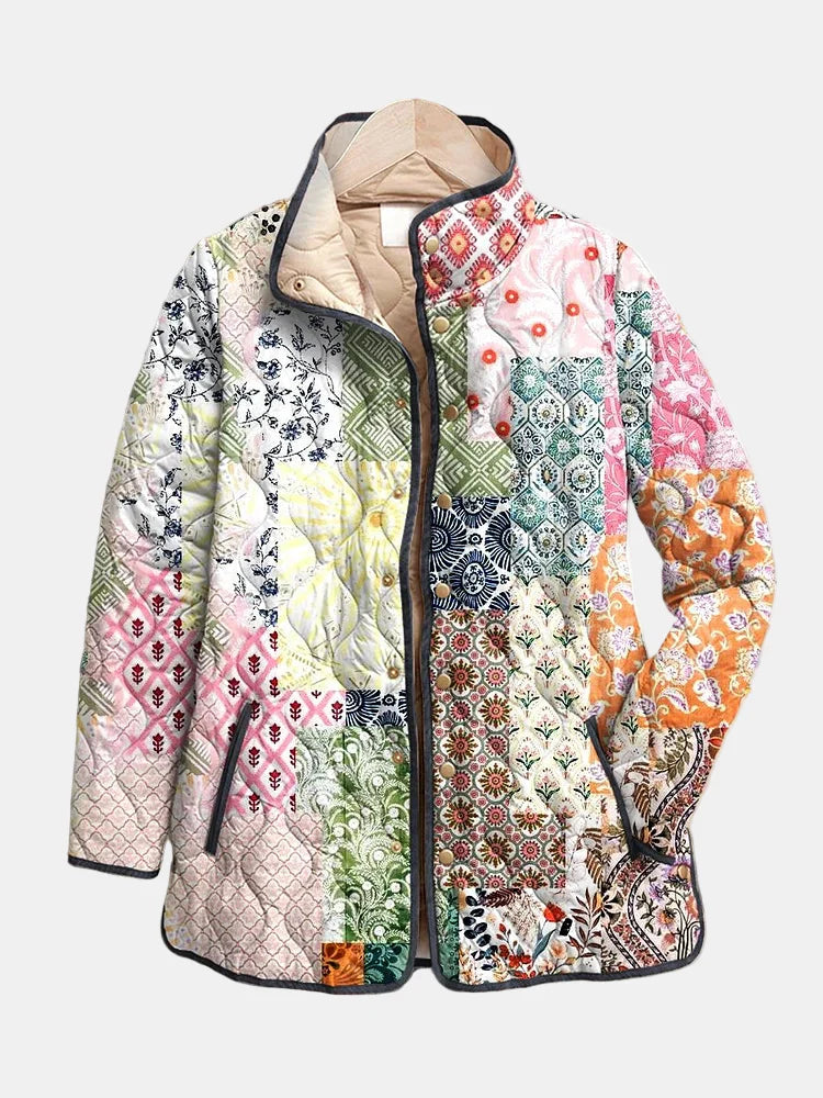 Women's Casual Floral Jacket with Lightweight Fabric and Open Front