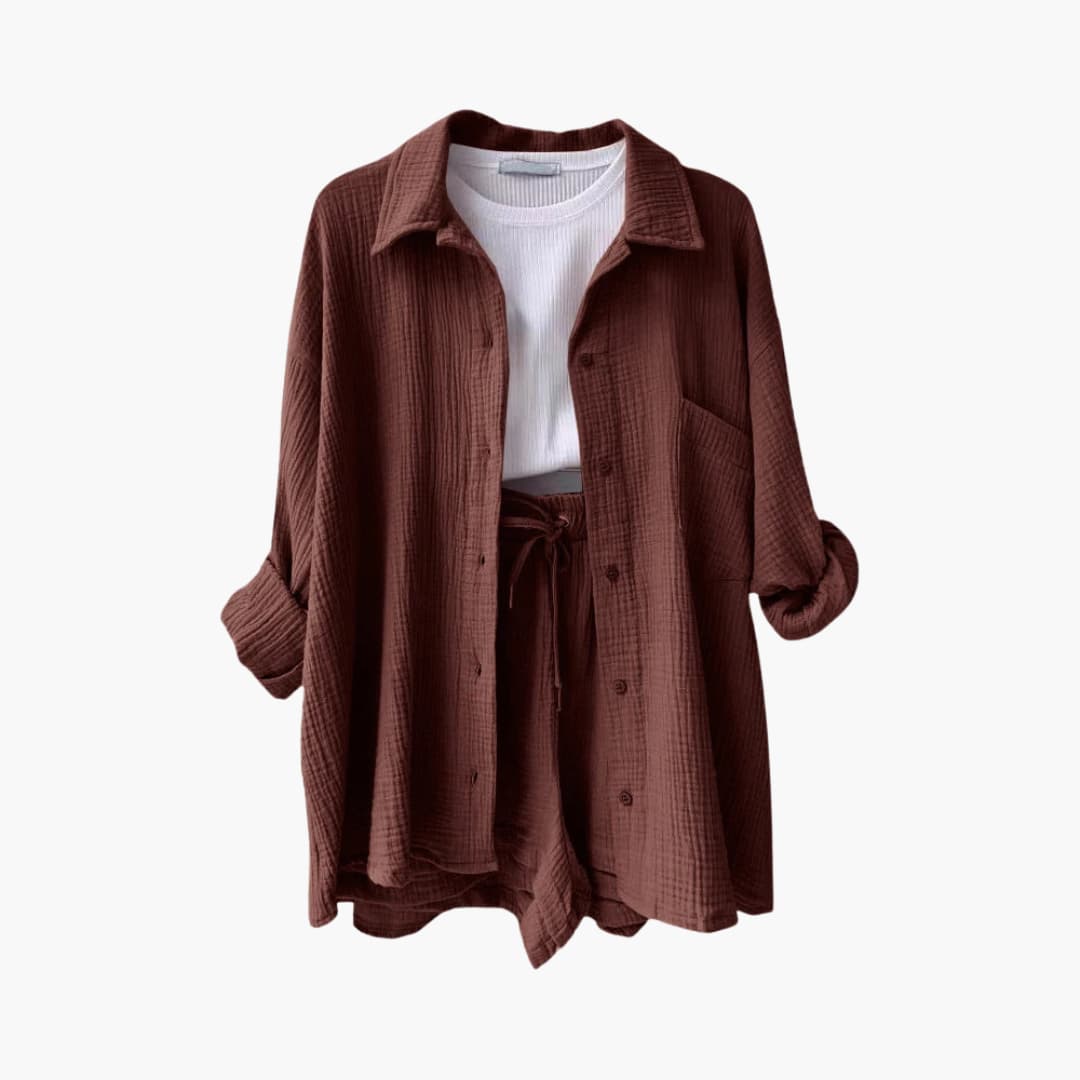 Women's Casual Two-Piece Set with Lightweight Fabric and Relaxed Fit