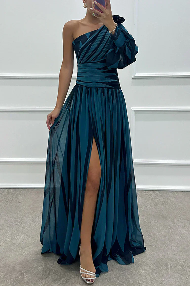 Women's Asymmetric Maxi Dress with One Shoulder Design and Elegant Style