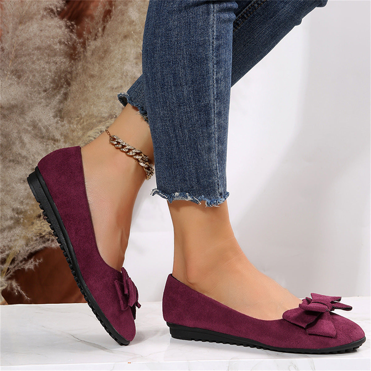 Women’s Flat Shoes | Bow Design Green