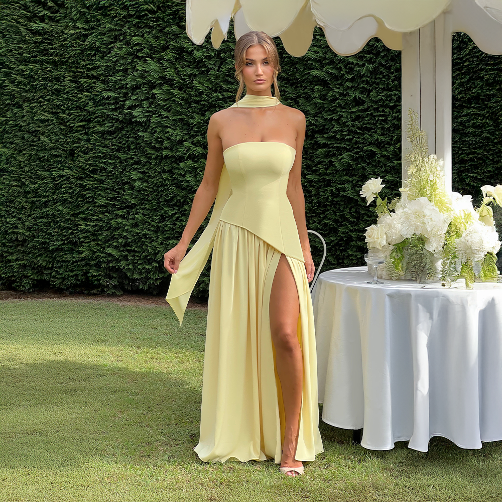 Women’s Strapless Asymmetrical Dress | Maxi