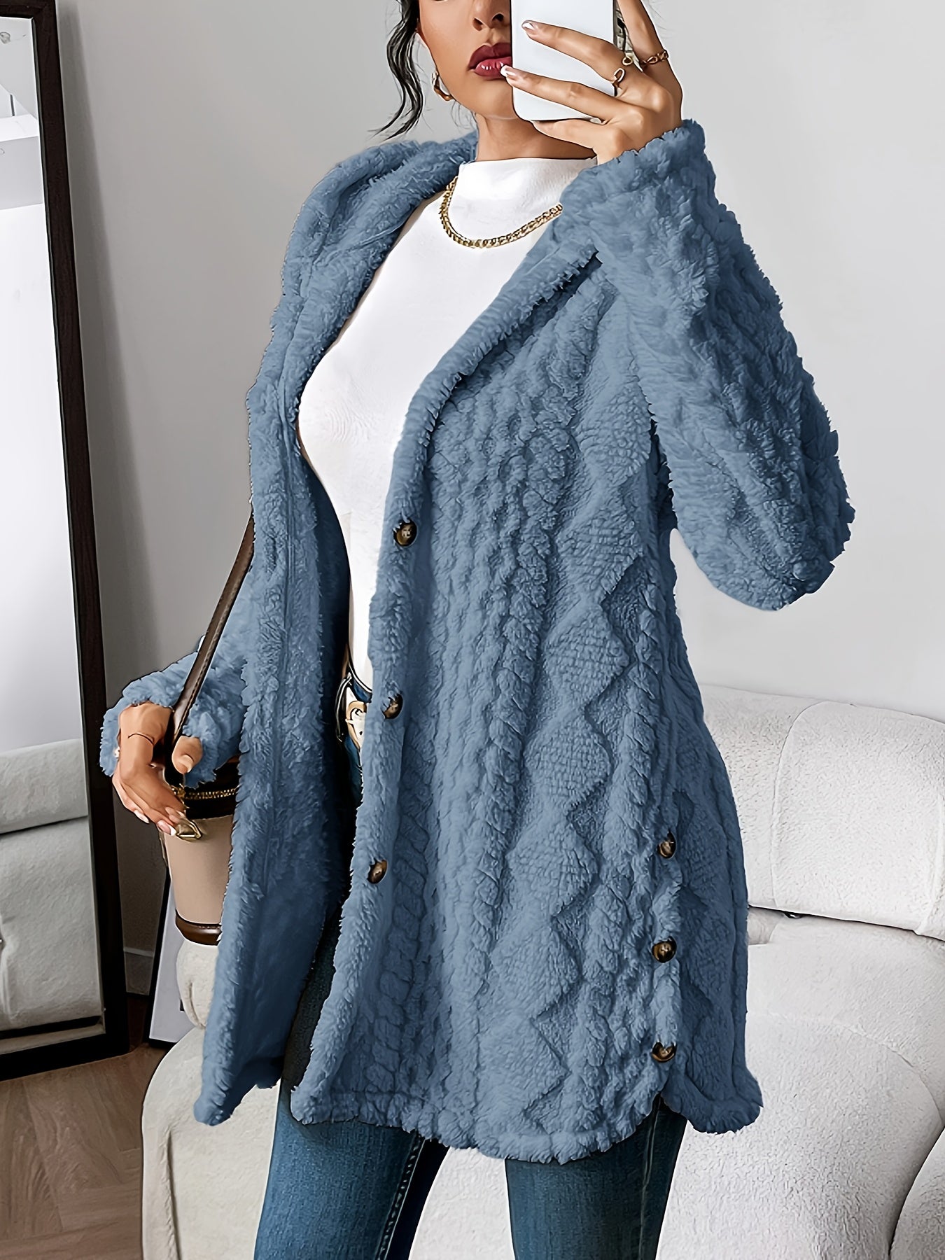 Women's Hooded Cardigan with Soft Texture and Warm Design