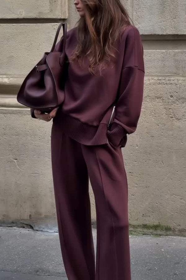 Women's Knit Co-ord Set with Short Sleeves and Relaxed Fit