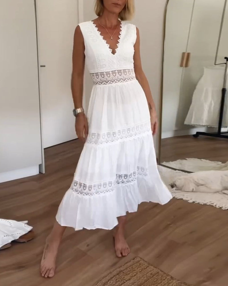 Women's Boho Flowy Dress with Wrap Design and Draped Style