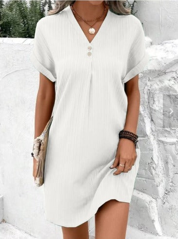 Women's Spring Dress with V-Neck and Flowy Design