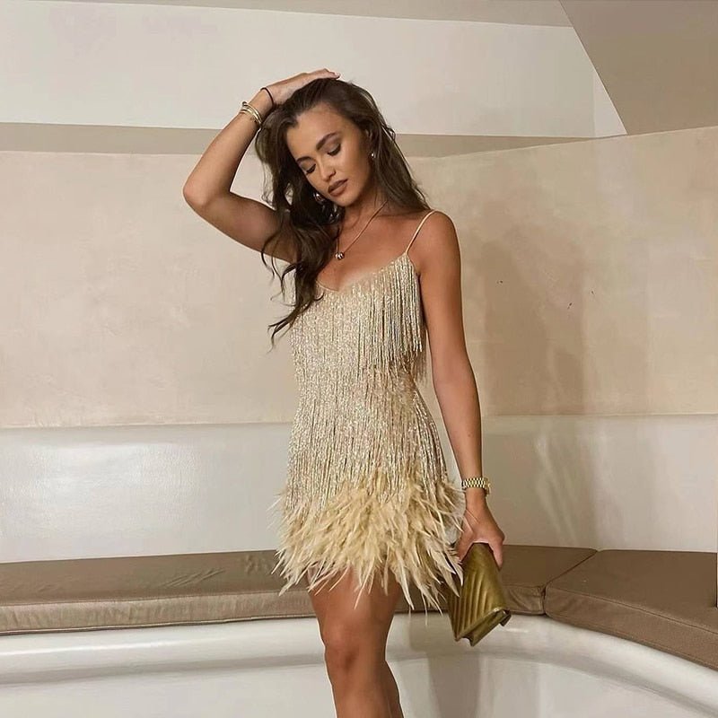 Women’s Feather Detail Mini Dress | Clean Design