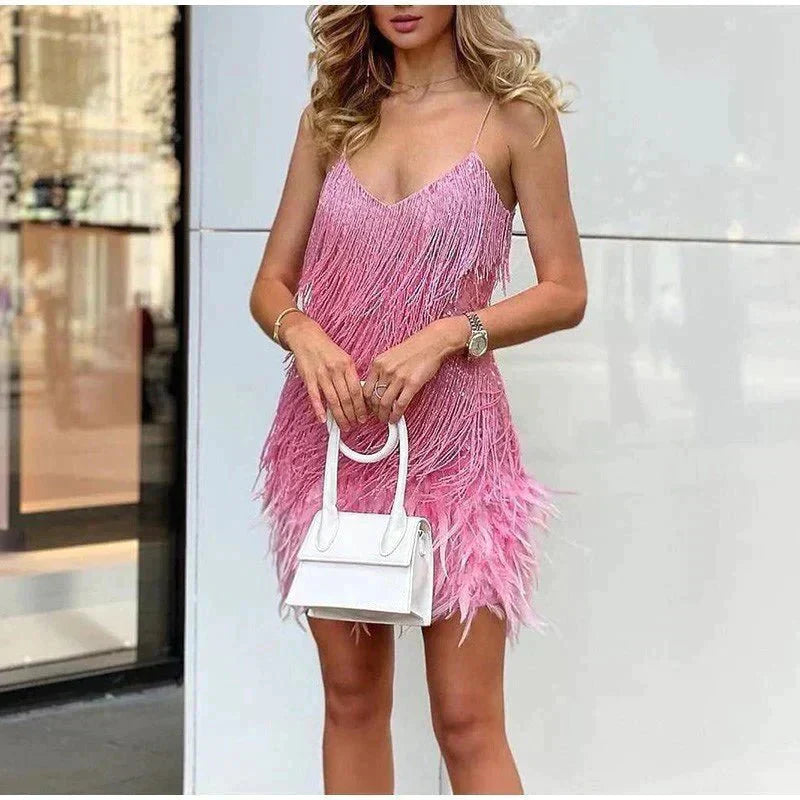 Women’s Feather Detail Mini Dress | Clean Design