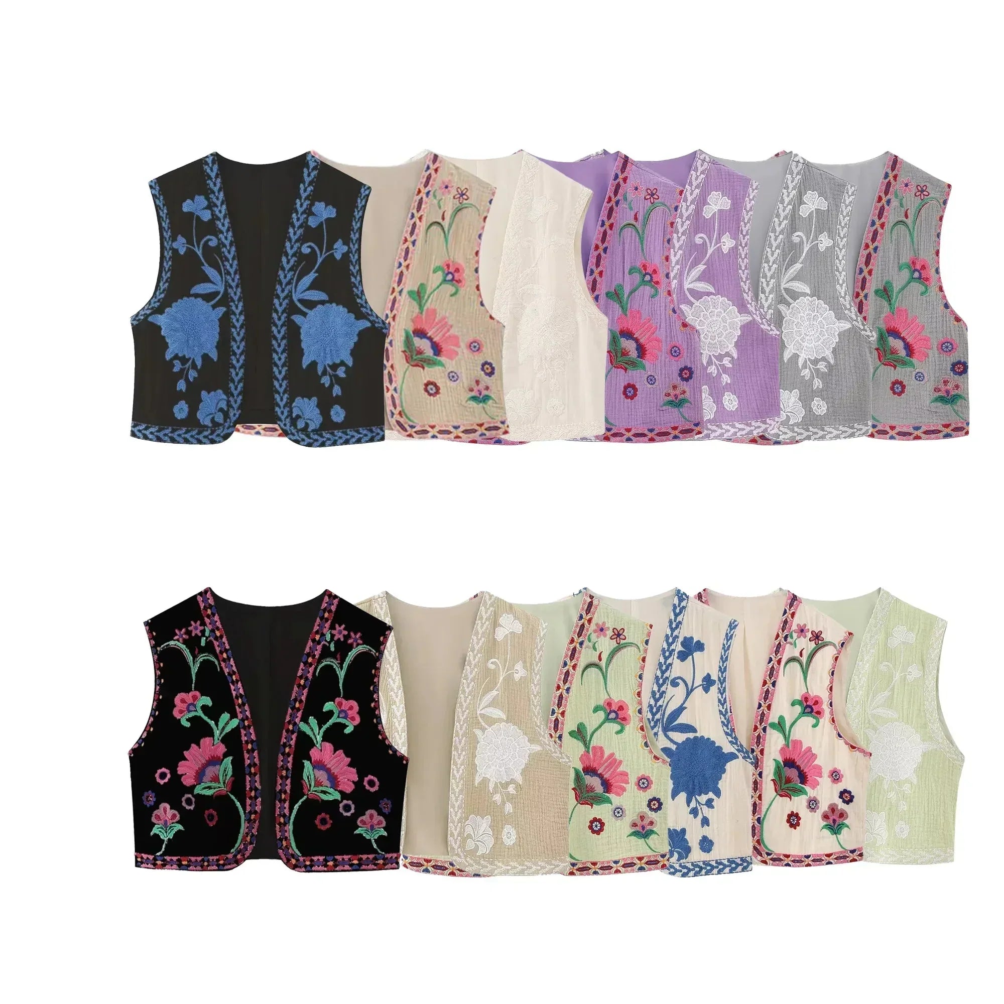 Women's Boho-Style Floral Vest with Open Front and Lightweight Design