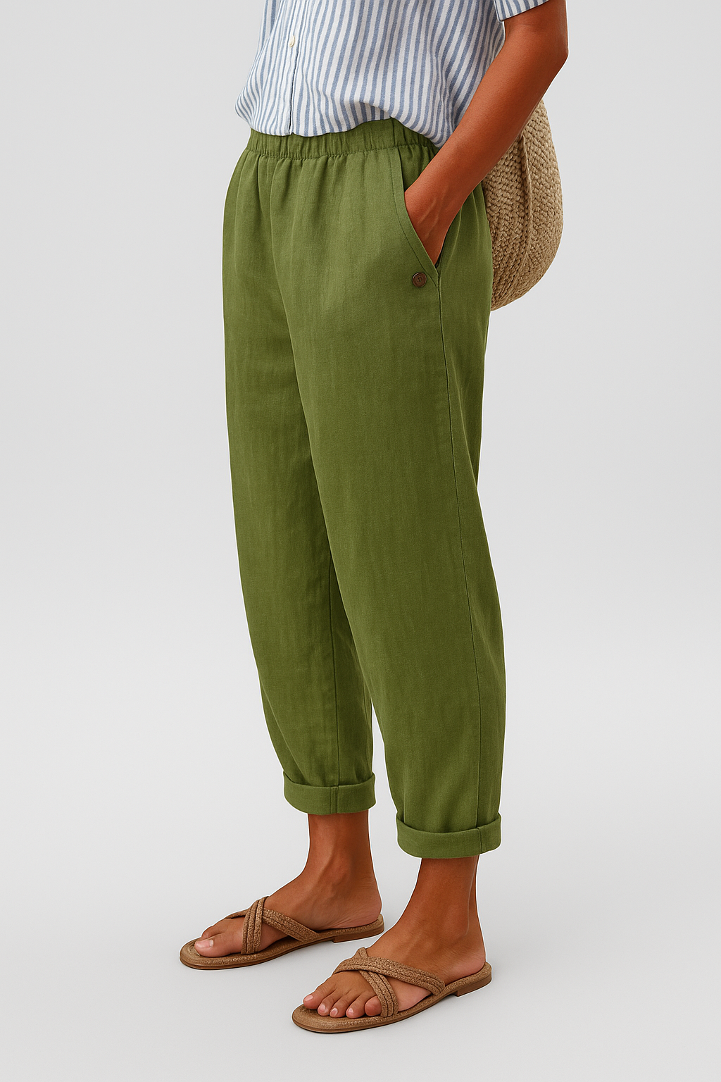 Women's Trousers with Side Pockets and Relaxed Fit