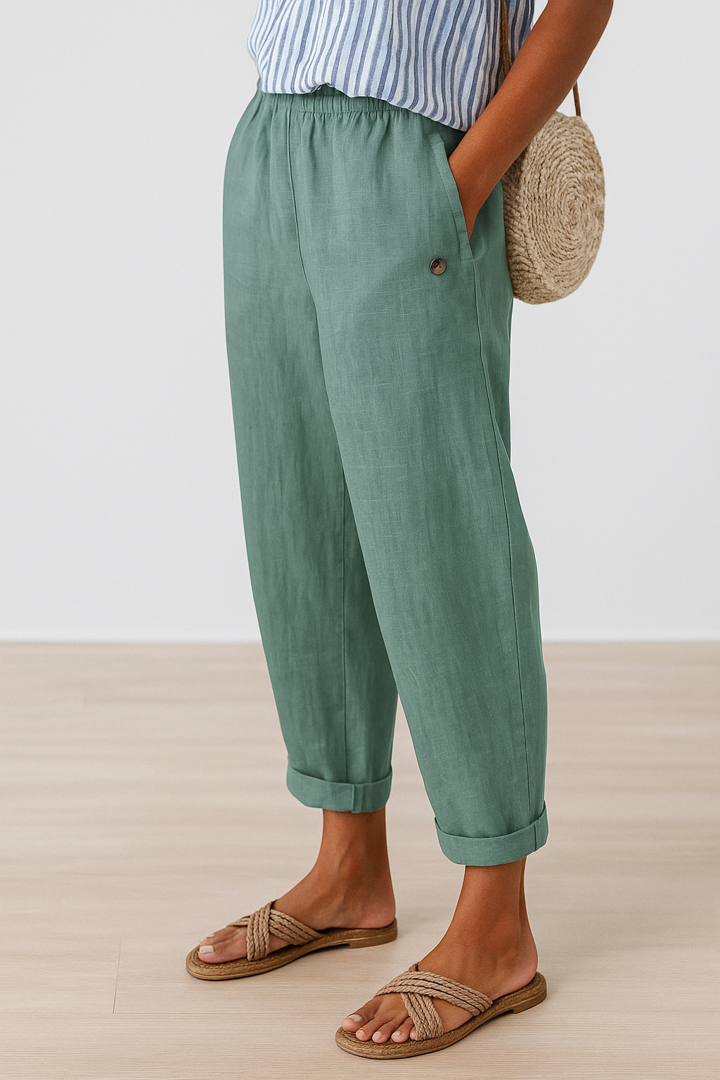 Women's Trousers with Side Pockets and Relaxed Fit