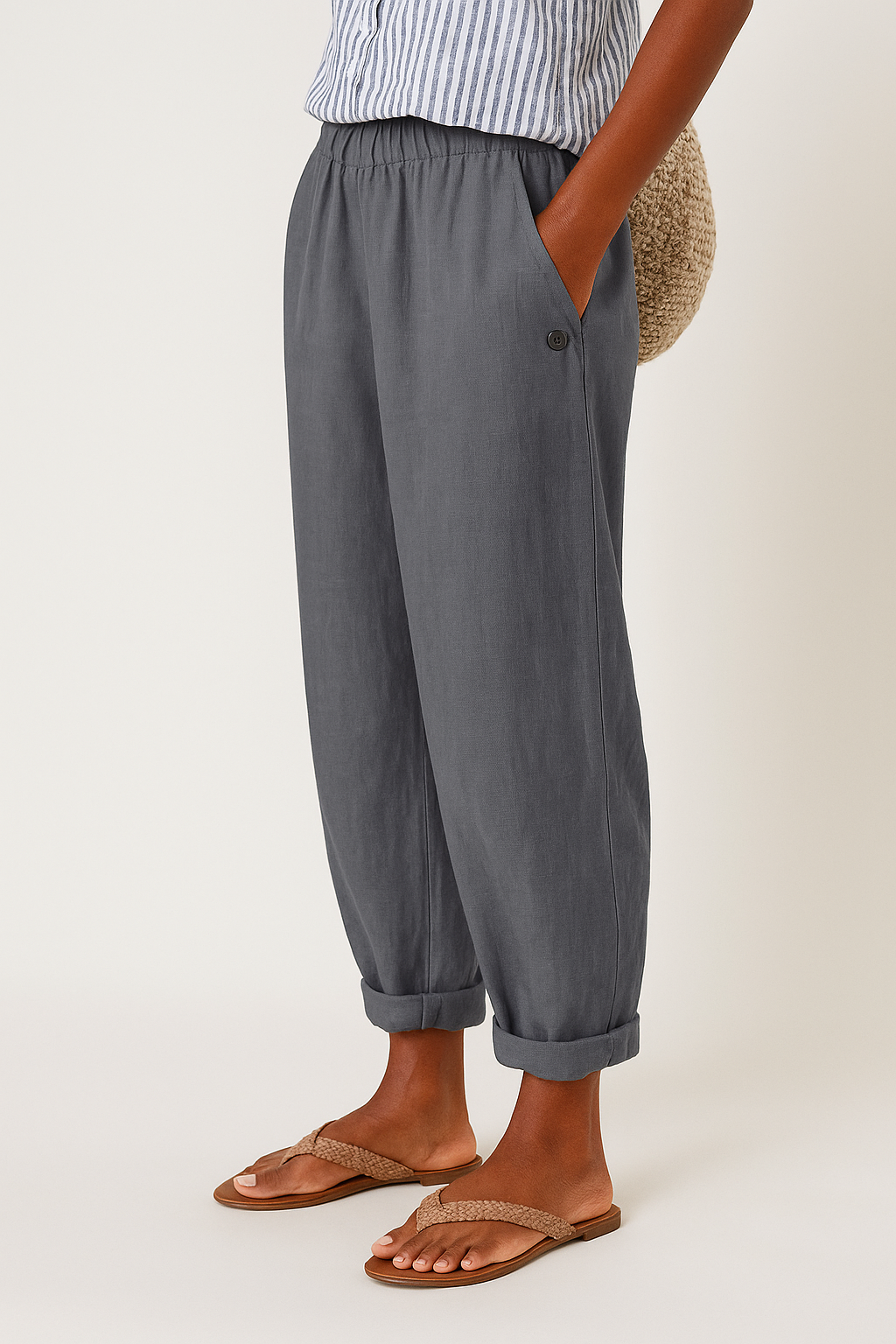 Women's Trousers with Side Pockets and Relaxed Fit