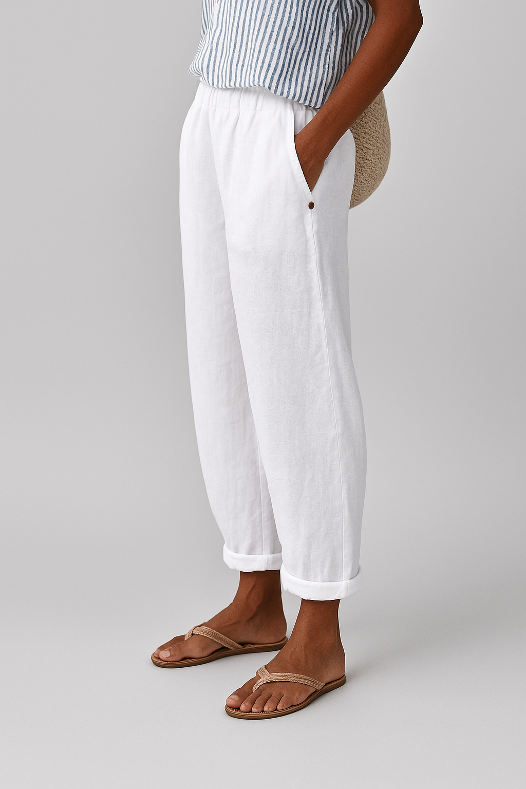 Women's Trousers with Side Pockets and Relaxed Fit