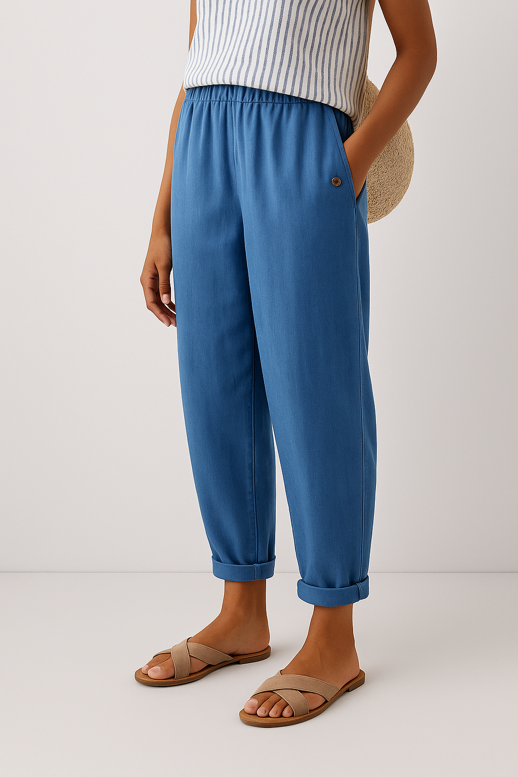 Women's Trousers with Side Pockets and Relaxed Fit