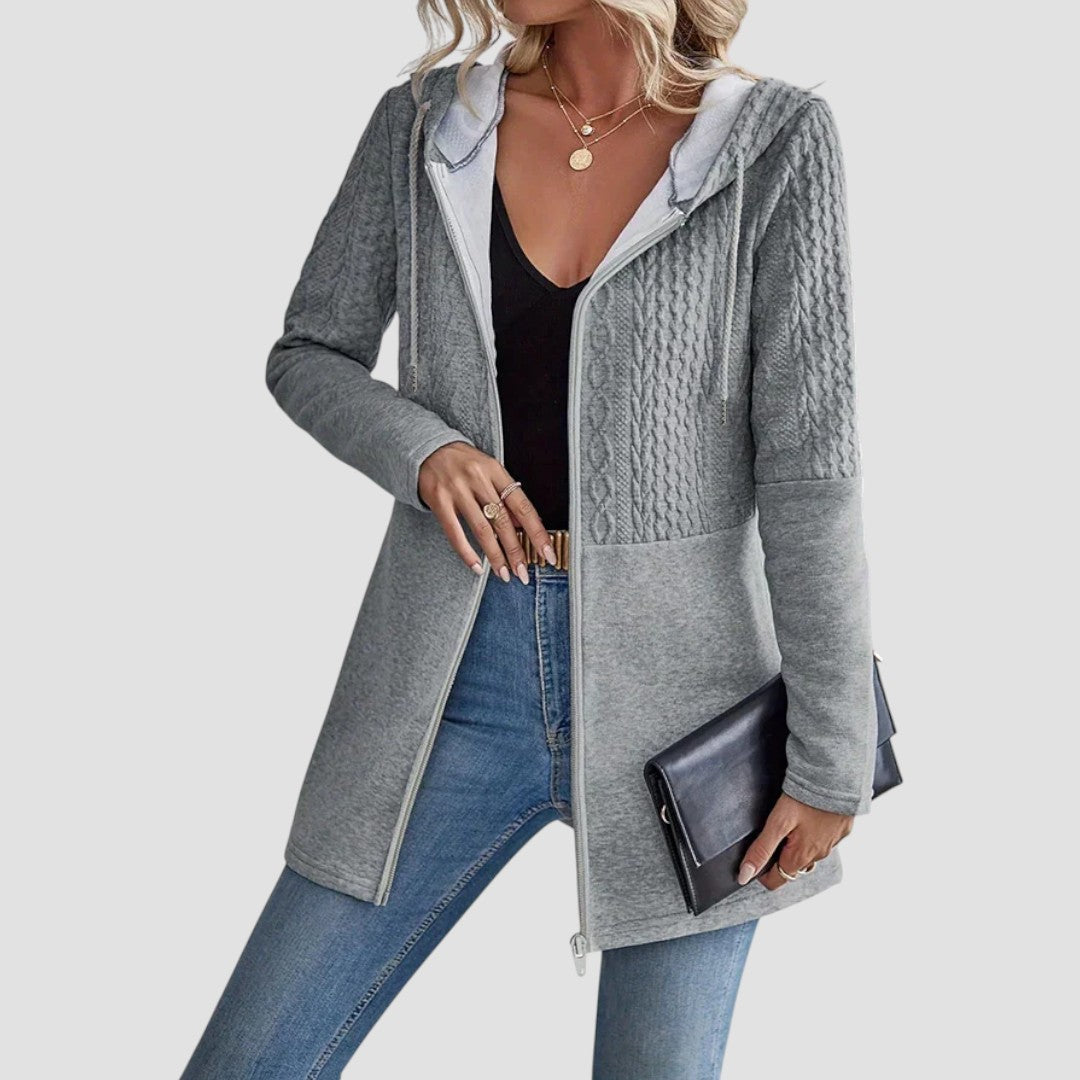 Women's Zip-Up Hoodie with Front Pockets and Adjustable Hood