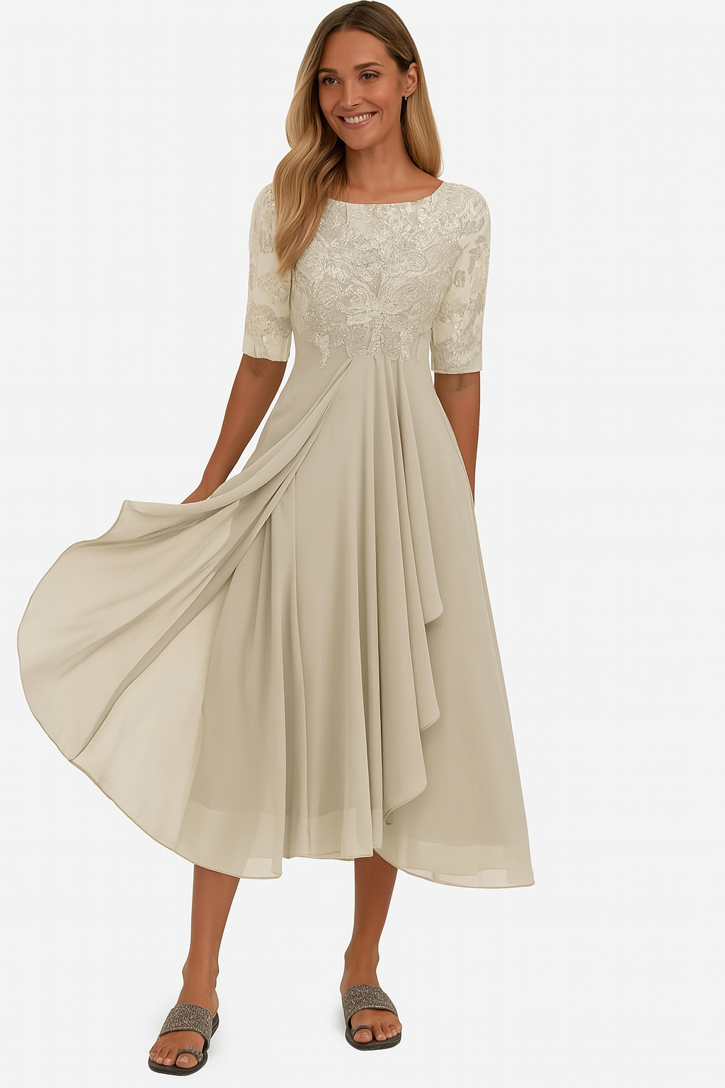 Women’s A-Line Half Sleeve Dress | Midi