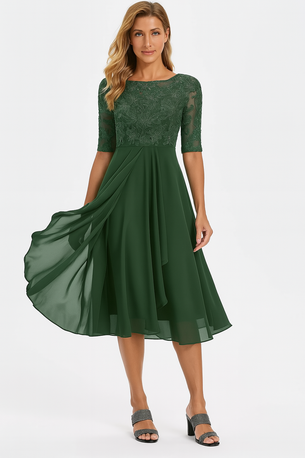 Women’s A-Line Half Sleeve Dress | Midi