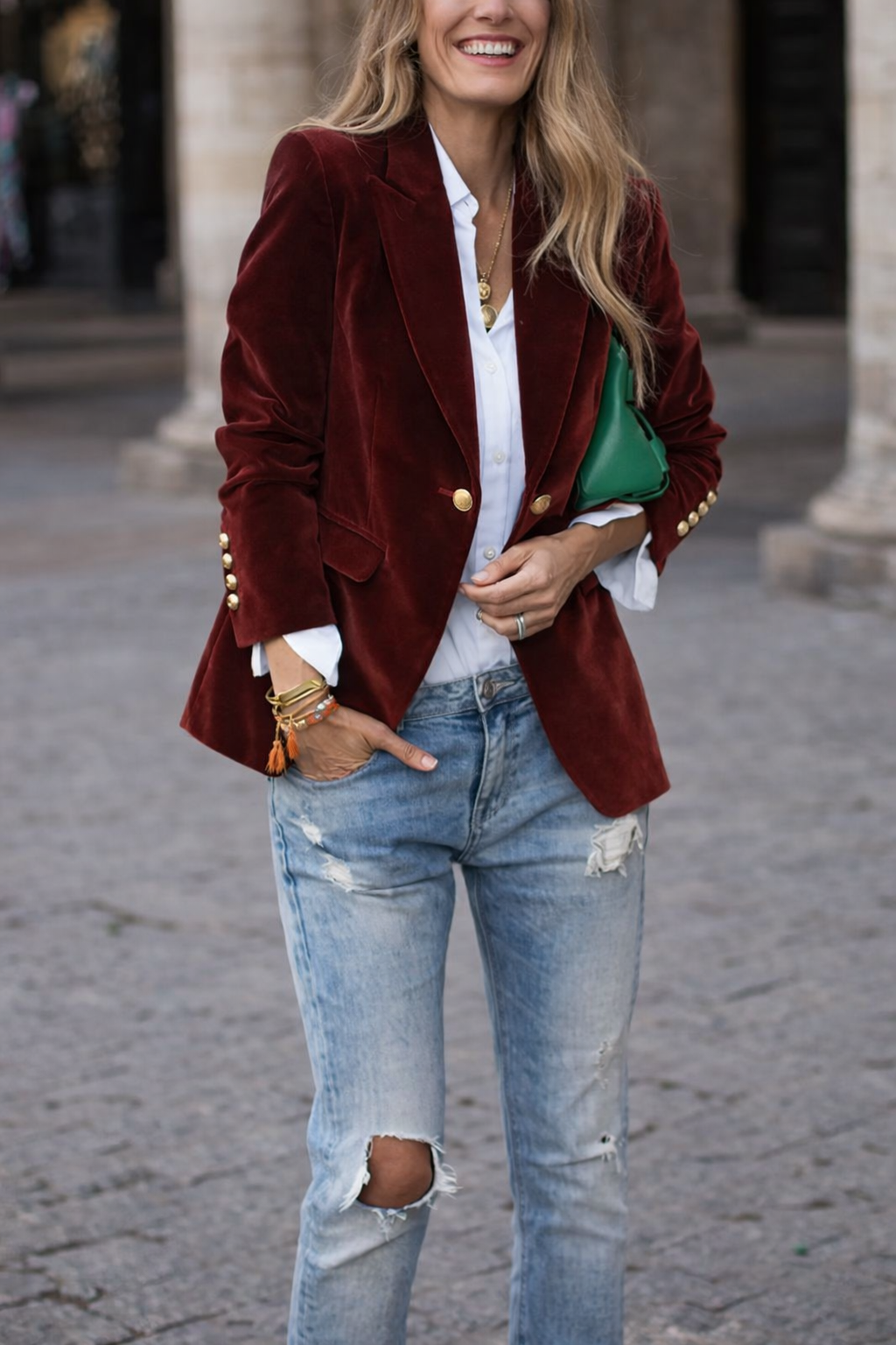 Women's Blazer with Velvet Fabric and Tailored Fit