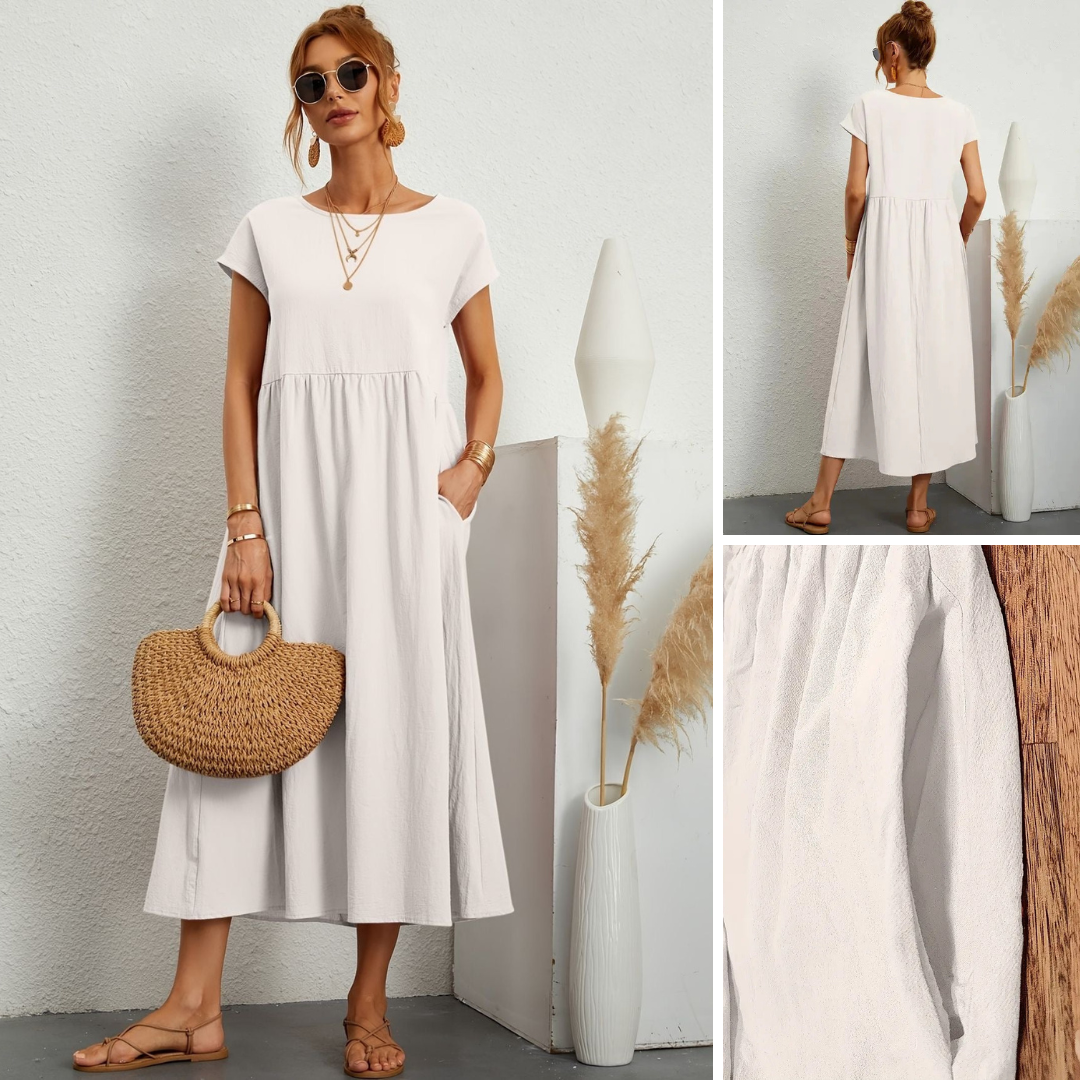 Women's Lightweight Dress with Short Sleeves and A-Line Cut