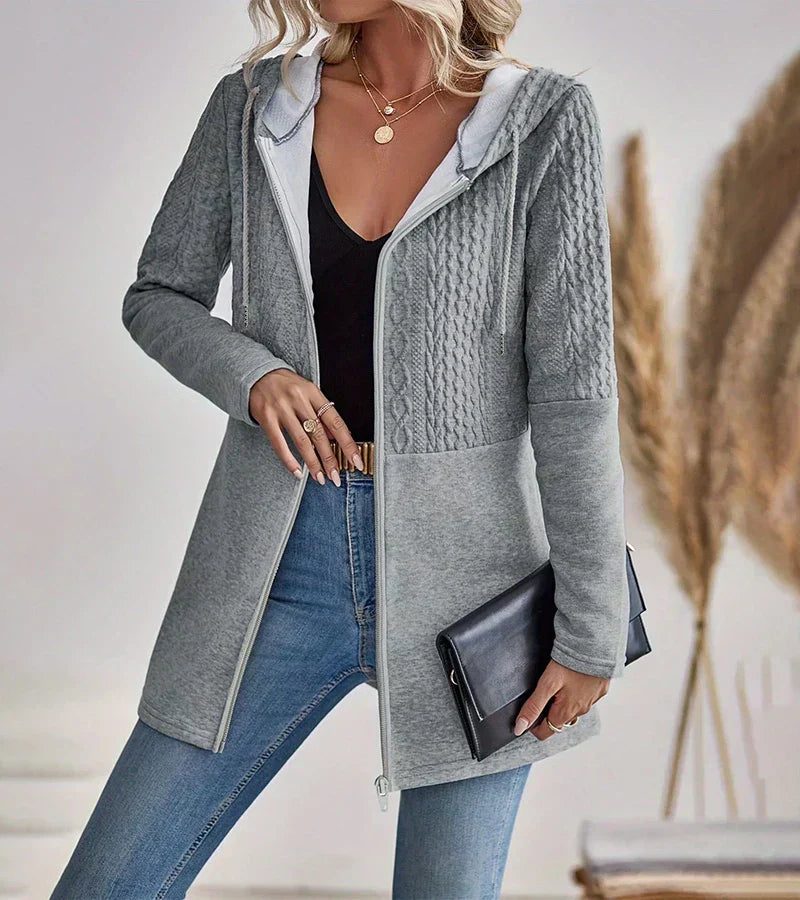 Women's Zip-Up Hoodie with Front Pockets and Adjustable Hood