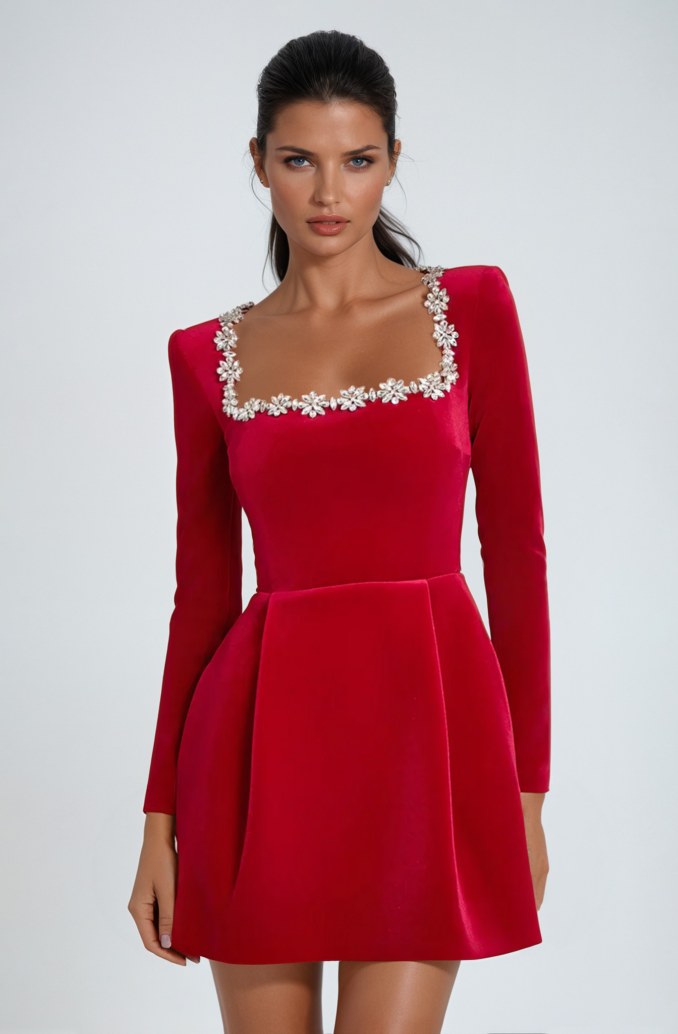 Women's Wedding Guest Dress with A-Line Skirt and Sleeveless Design
