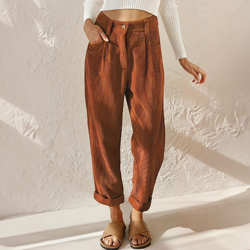 Women's Vintage Corduroy Trousers with Classic Style and Versatile Fit