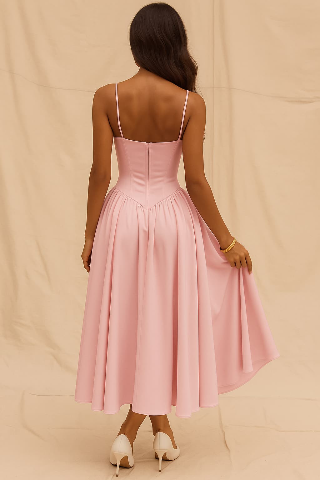 Women’s Pink Corset A-Line Dress | Midi