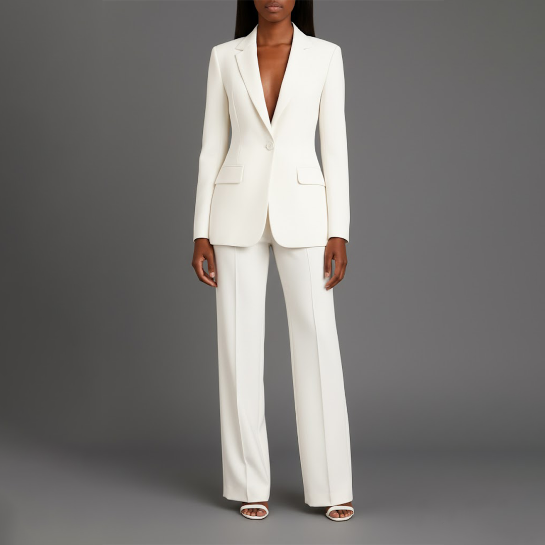 Women’s Blazer and Wide Leg Trousers Set | Button Front