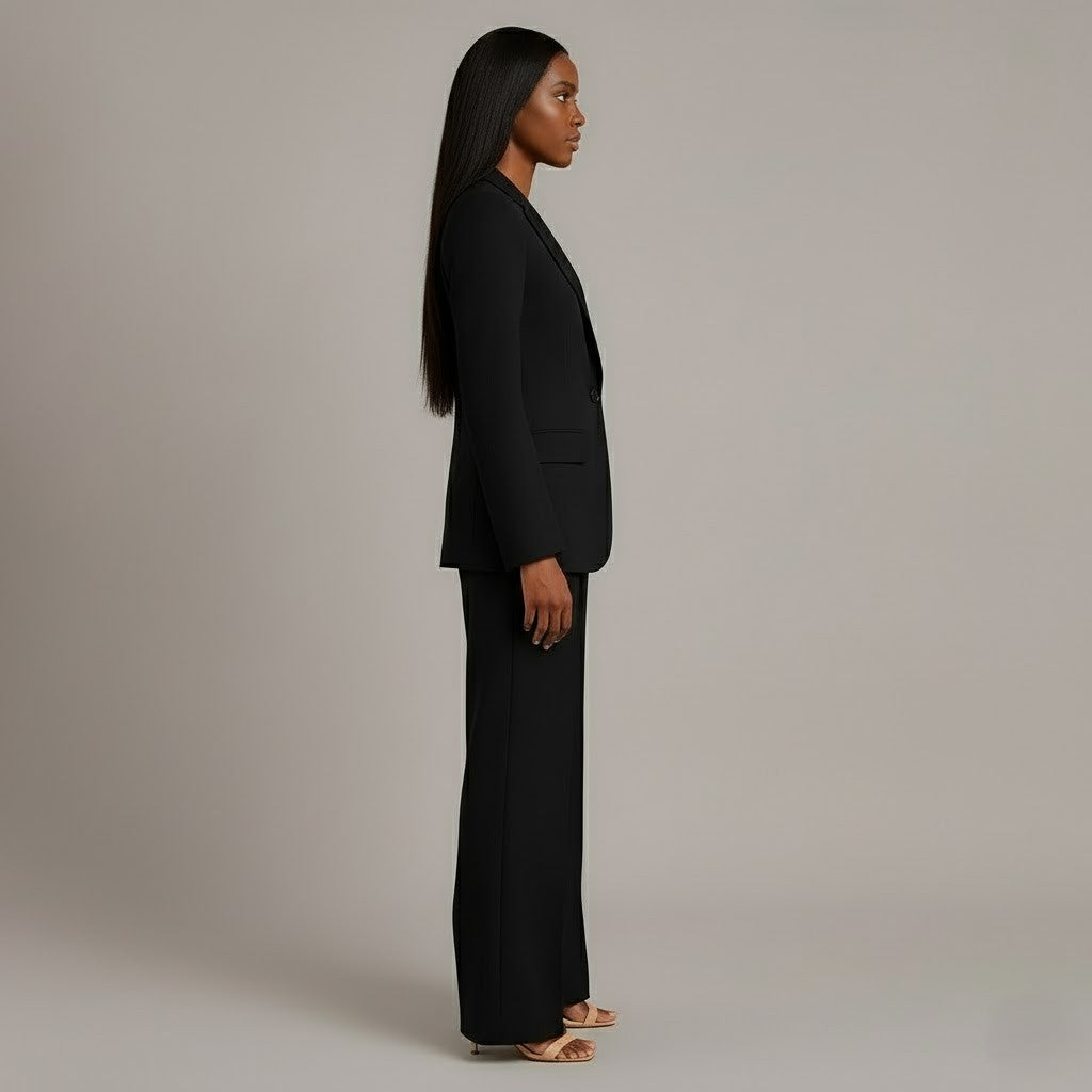 Women’s Blazer and Wide Leg Trousers Set | Button Front